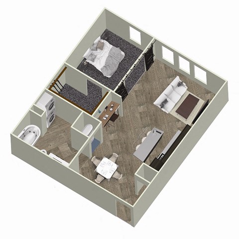 Floor plan for 1 bed, 1 bath, 700 sqft